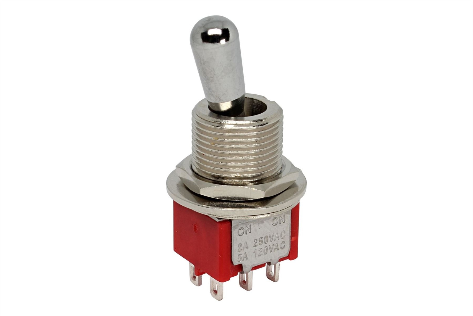 Large Guitar Ultra Toggle Switch DPDT 2-way On-On – Chrome