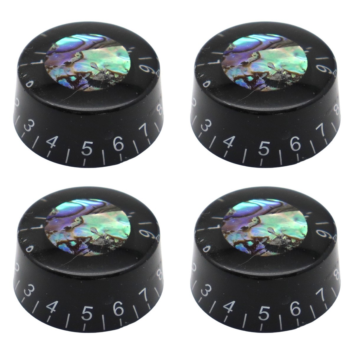 4Pc Acrylic Guitar Knobs Black Inlaid Abalone Circle Volume Tone Control Knobs
