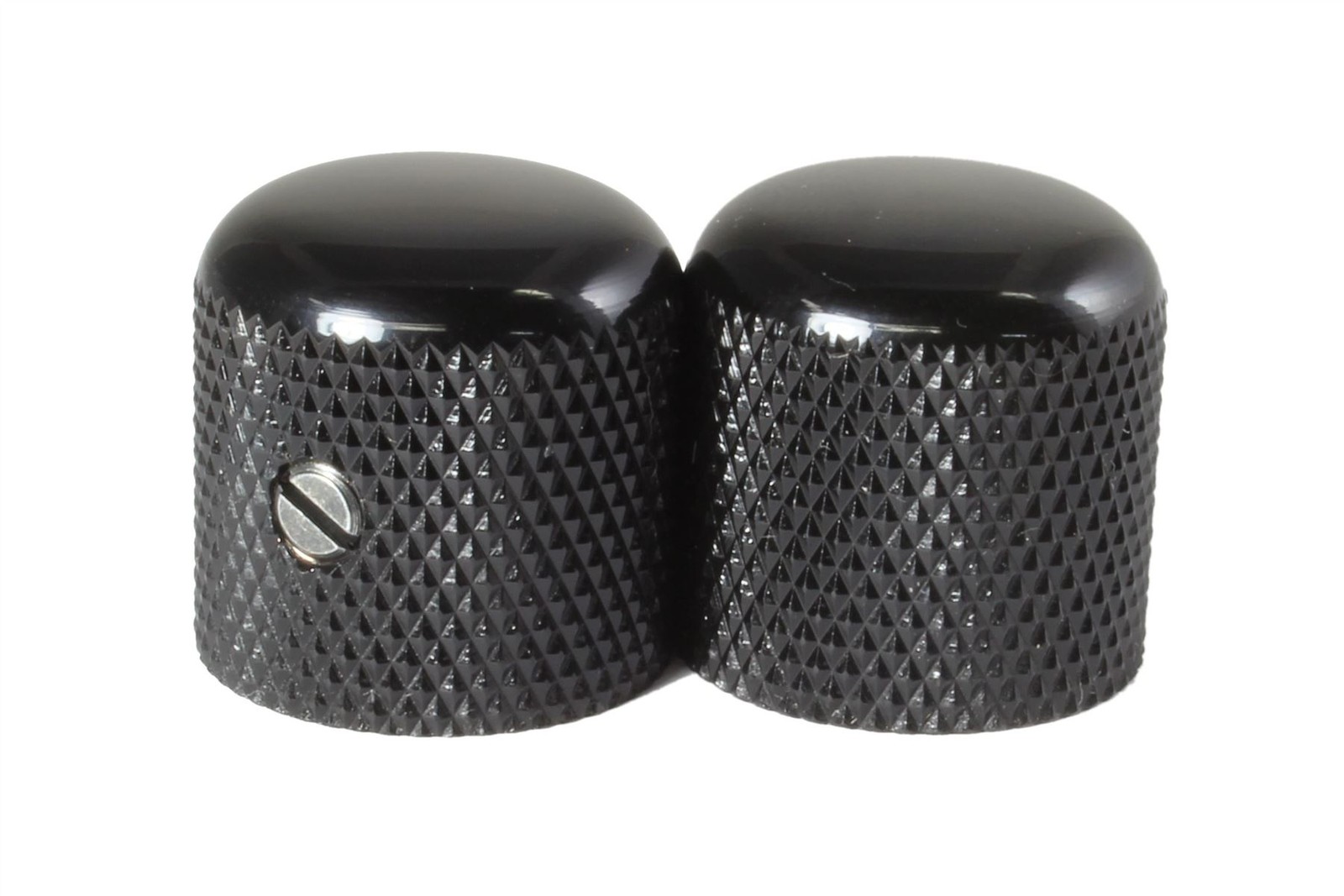 Metal Dome Round Top Knobs for 1/4″ solid shaft pot – Guitar Black Set of 2