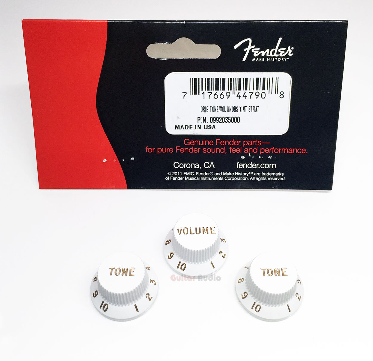 Genuine Fender Stratocaster/Strat White Control Guitar Knobs – 2 Tone, 1 Volume