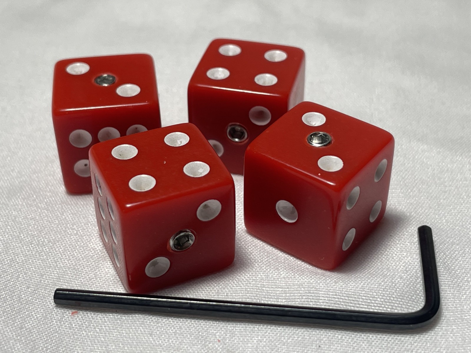 RED Dice Control Knob Set of Four (4) NEW Guitar Bass Volume Tone