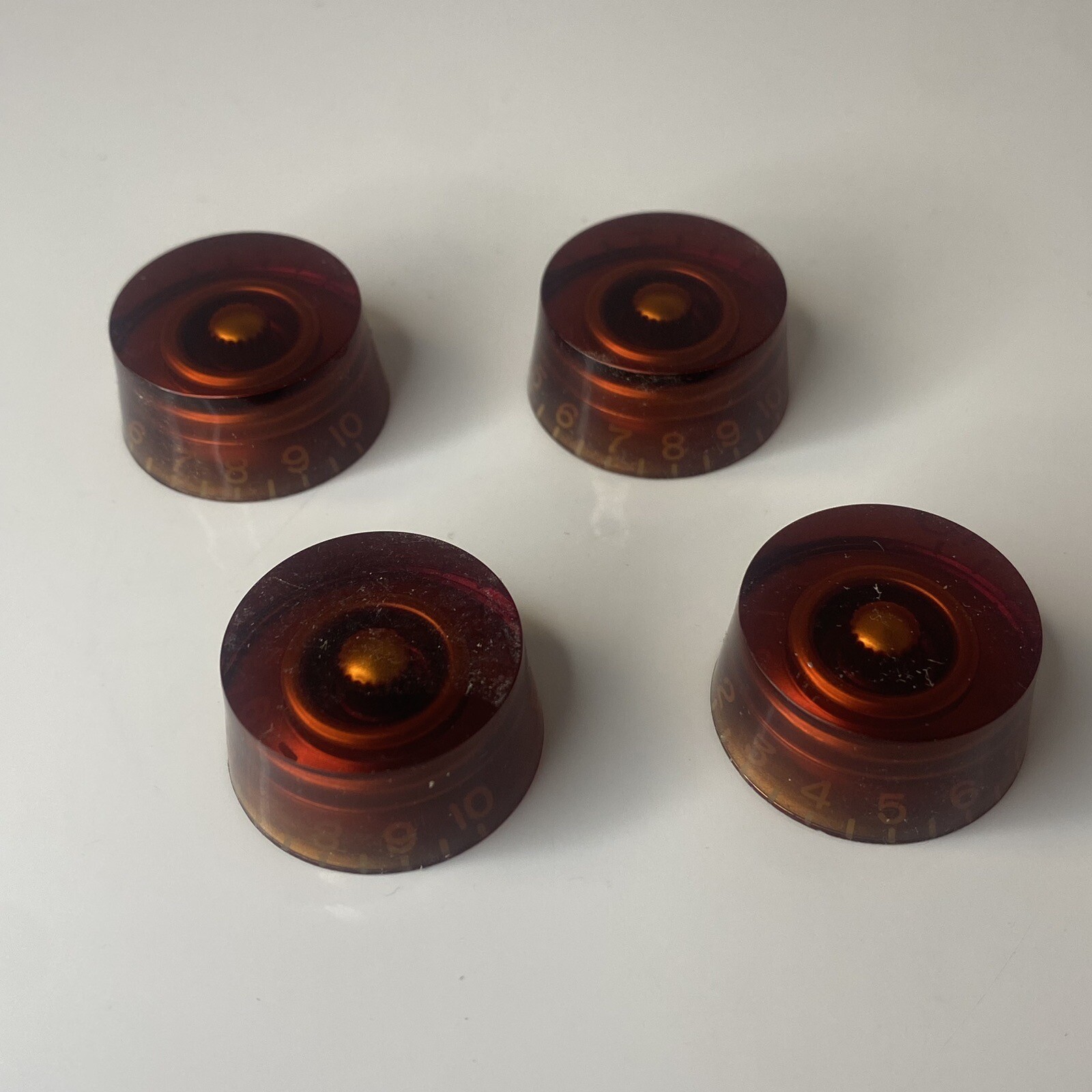 Gibson Style Guitar Amber Speed Knobs Volume and Tone Control Lot of 4