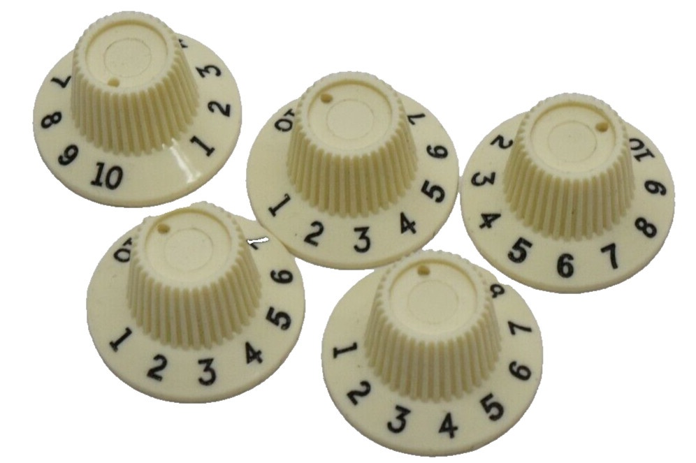 Guitar Tone Volume Knobs Ivory Recessed 1/4″ Shaft ATYPICAL SHAFT MOUNT Lot of 5