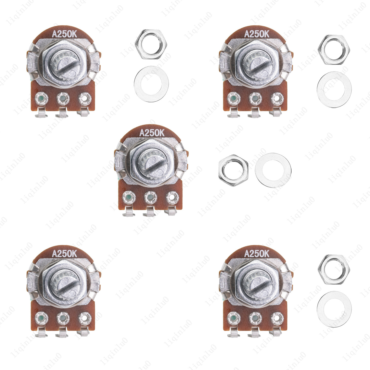 5x A250K Mini Audio Guitar Pots 18mm Long Split Shaft 250K Potentiometers