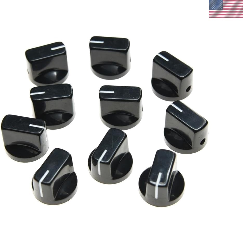Universal Fit 10-Pack Guitar AMP Effect Knobs – Black Plastic, Easy to Install