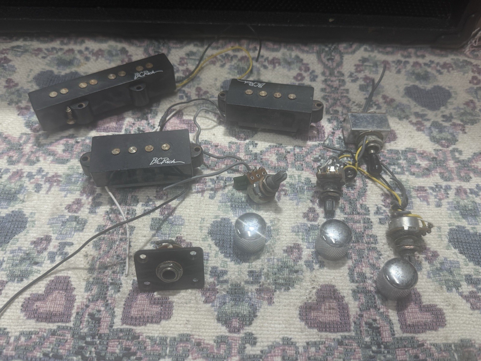 BC Rich P Bass Pickup Set Wiring Harness Pots Jack Knobs Switch Guitar Parts