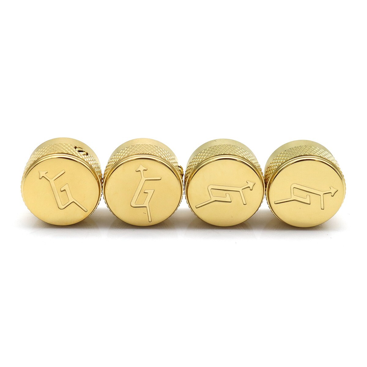 4Pcs Metal Bass Knobs Guitar Knobs Arrow Gretsch ‘G’ Logo Control Knobs Gold