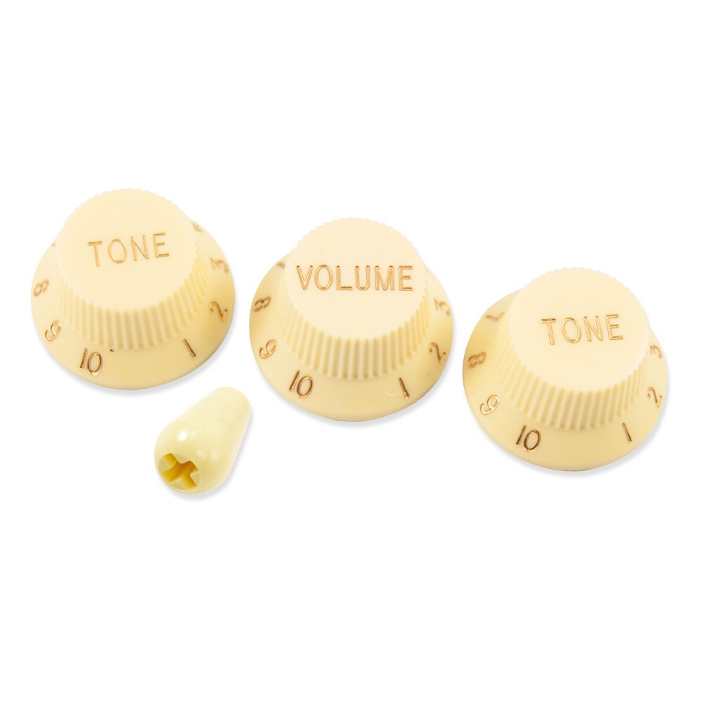 3 Stratocaster/UFO Style Knobs 1 vol 2 tones with switch tip Cream
