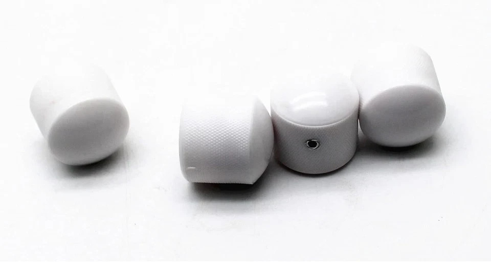 Compact White Guitar Control Knobs – Plastic Dome Set of 4 with Wrench Included
