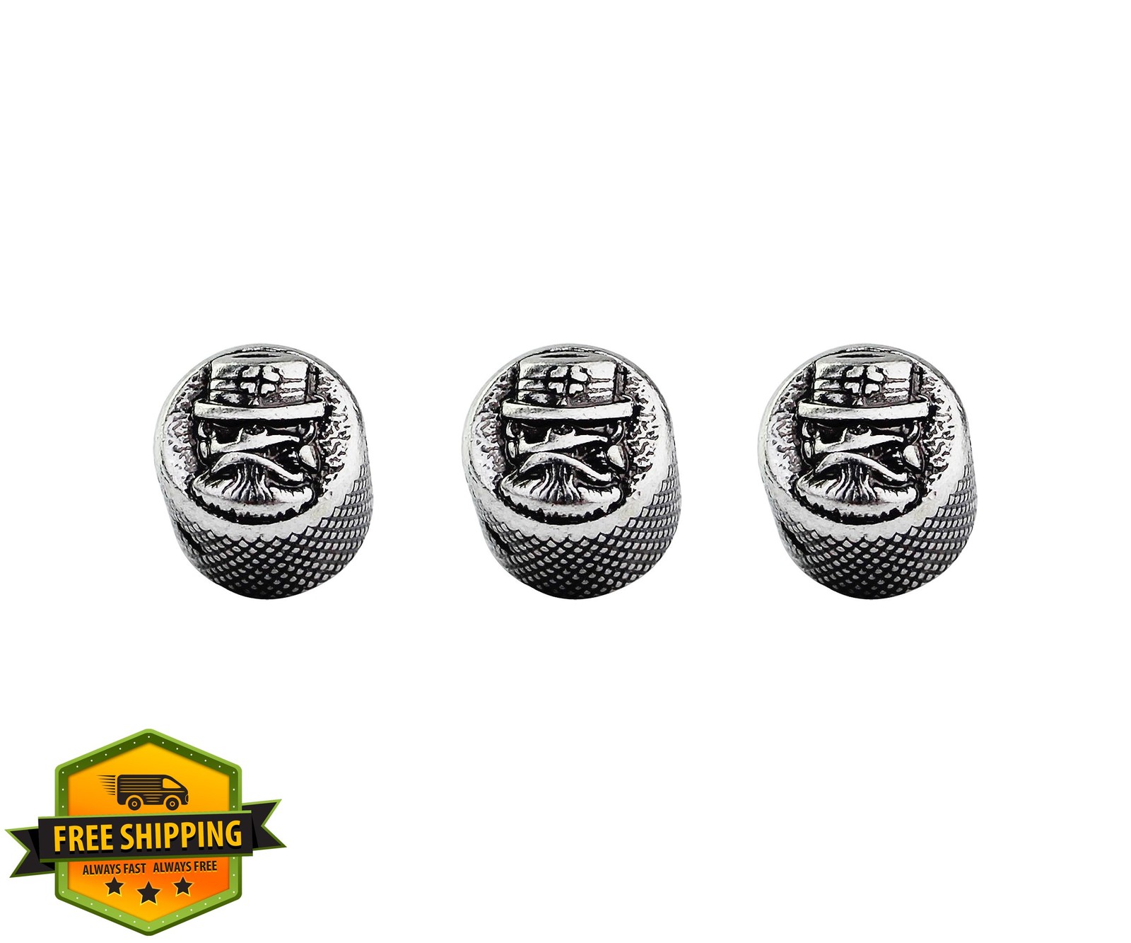 Guyker Antique Silver Pattern Tone Knob, 3pc Zinc Alloy Guitar Bass