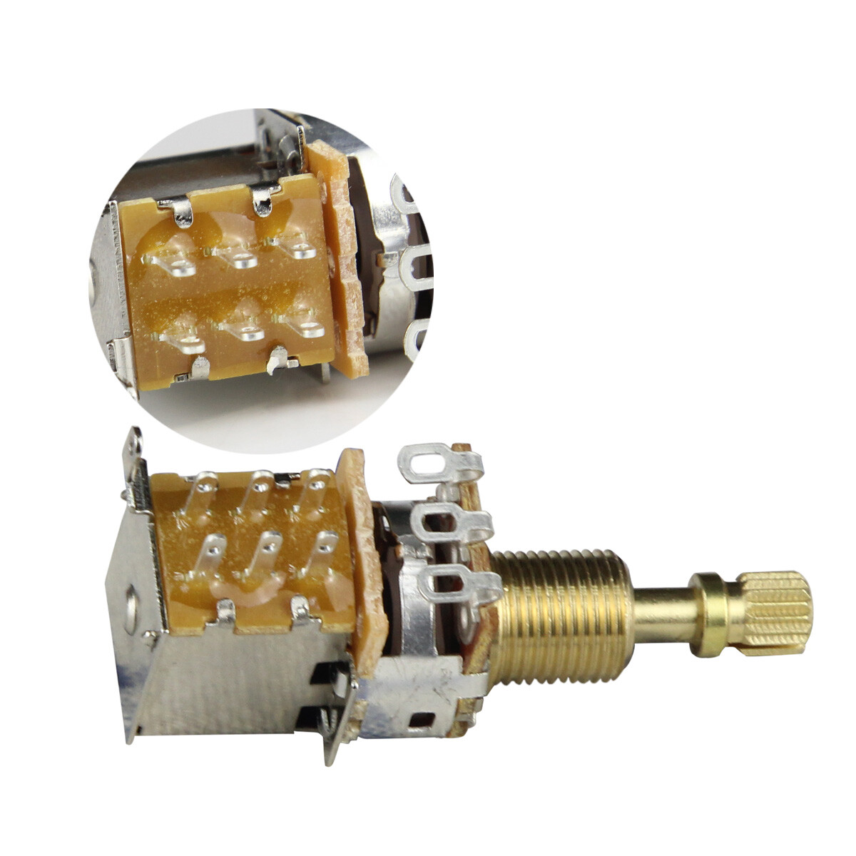 2PCS A/B 250/500 Copper Long Shaft Guitar Push Push Potentiometer Pots Switch