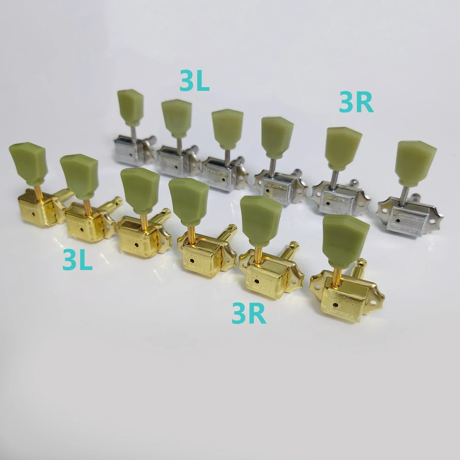 Luxury Retro Gold-Plated Chrome Guitar Tuner Set (3L+3R)