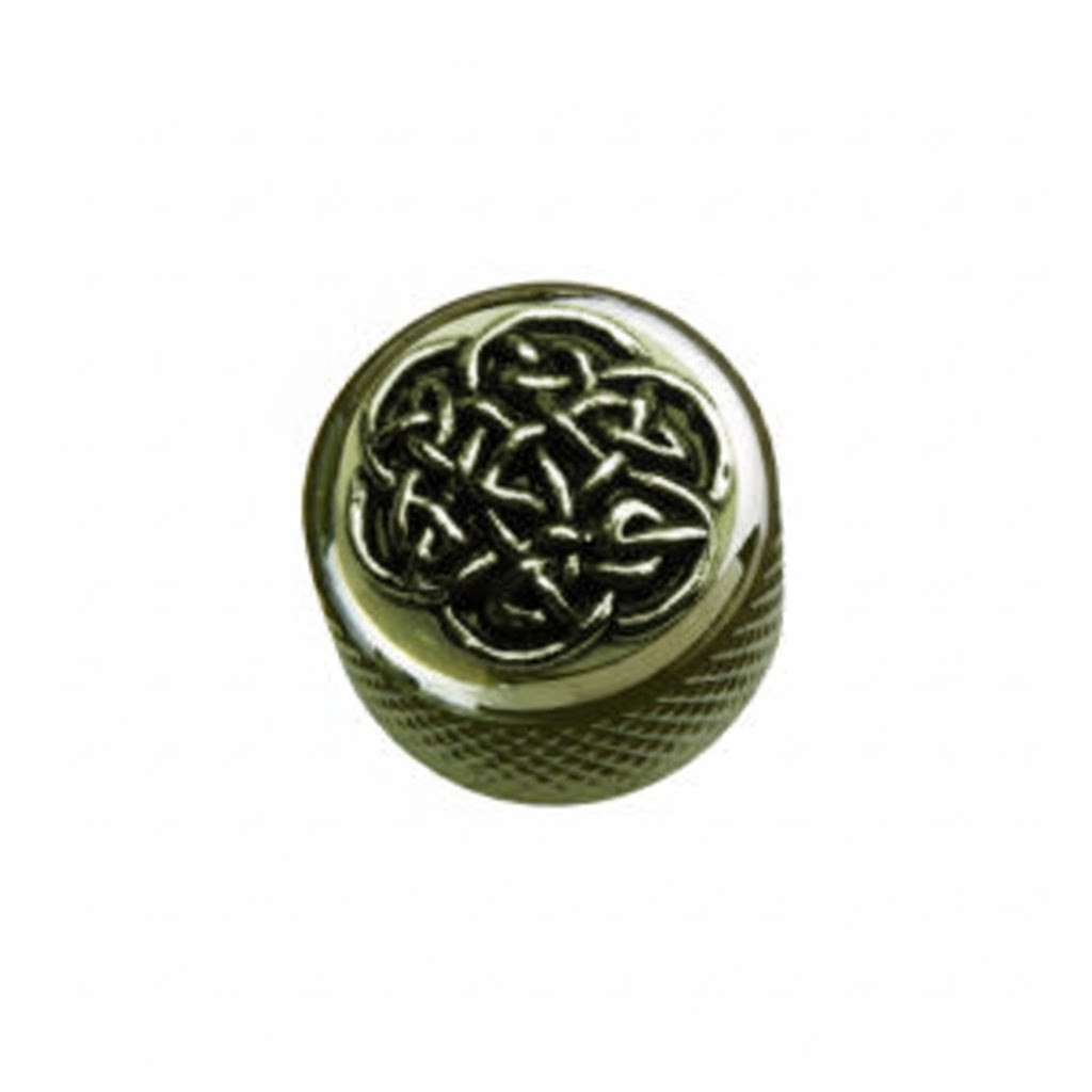 Q-Parts Dome Knob – CELTIC WEAVE ON PEARL BLACK, KBD-0115