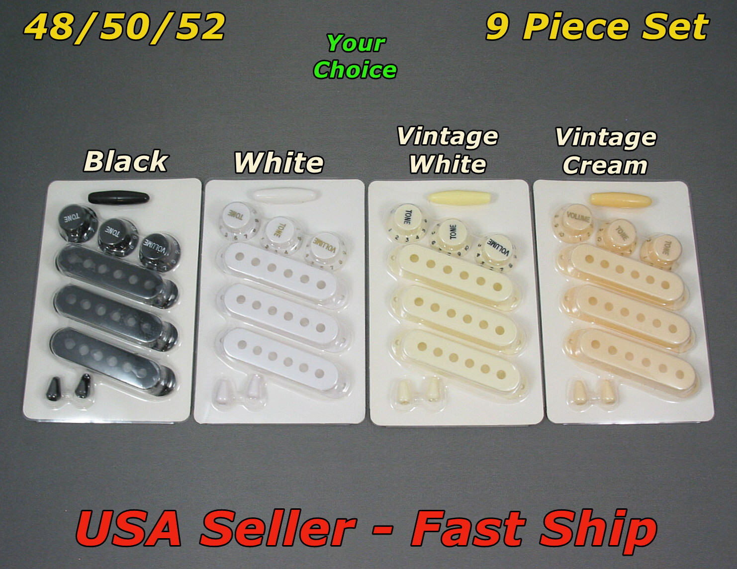 Pickup Covers 48/50/52mm & Knobs for Fender Strat Stratocaster SSS Style Guitar