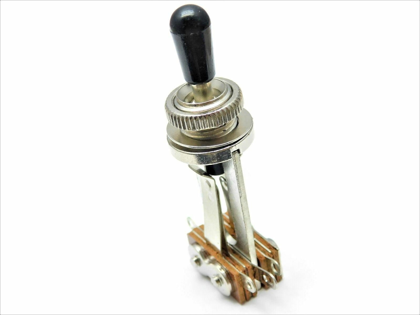 3 way Toggle Switch – Nickle Long Frame – for Les Paul® – Black Switch Tip