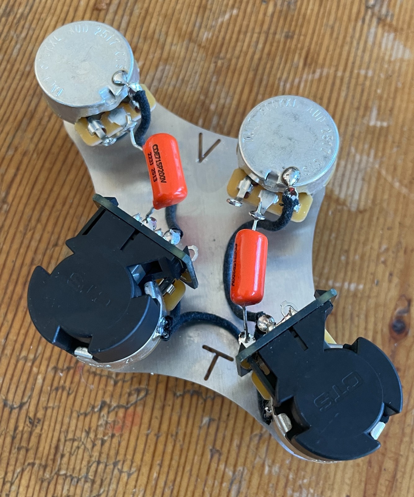 Gibson Les Paul 50’s P-RAILS Wiring 500k CTS Push/Pull Pots .022 Orange Drop