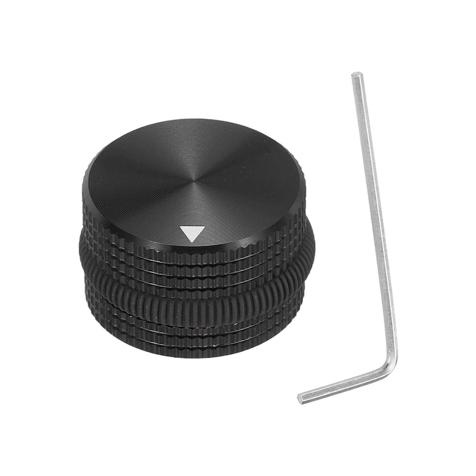 Aluminium Potentiometer Knobs, 1/4″ w Black Rubber Ring, Black
