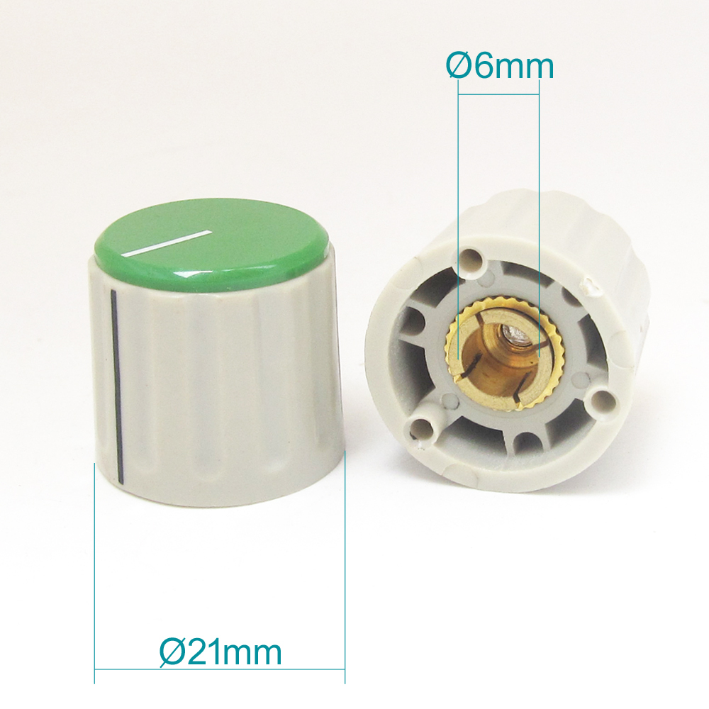 100x KN21-6.0 Speaker Amplifier 6mm Shaft Volume Control Knob w/ Indicator Line