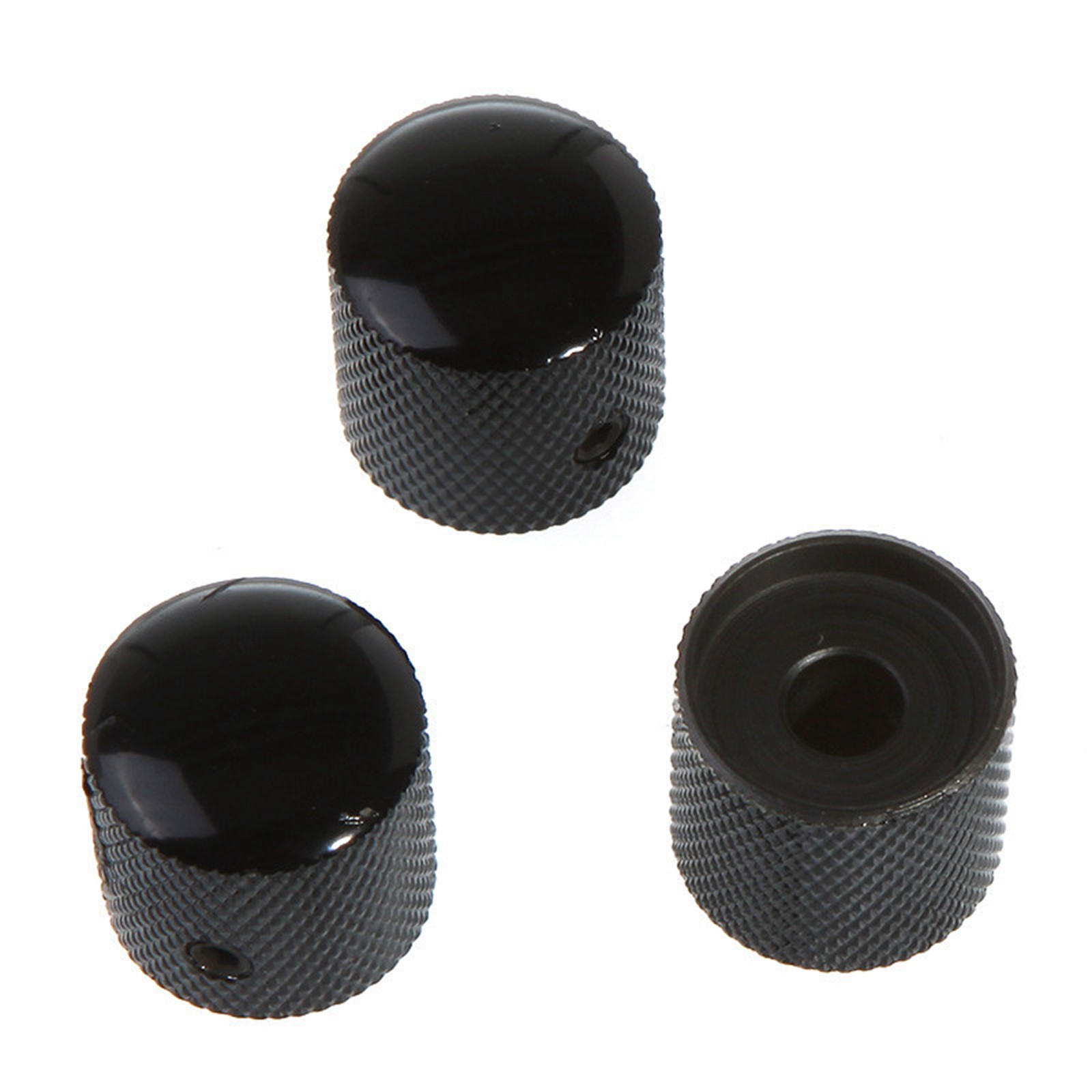 3pcs Black Metal Electric Bass Guitar Volume Tone Control Knobs Dome Knobs