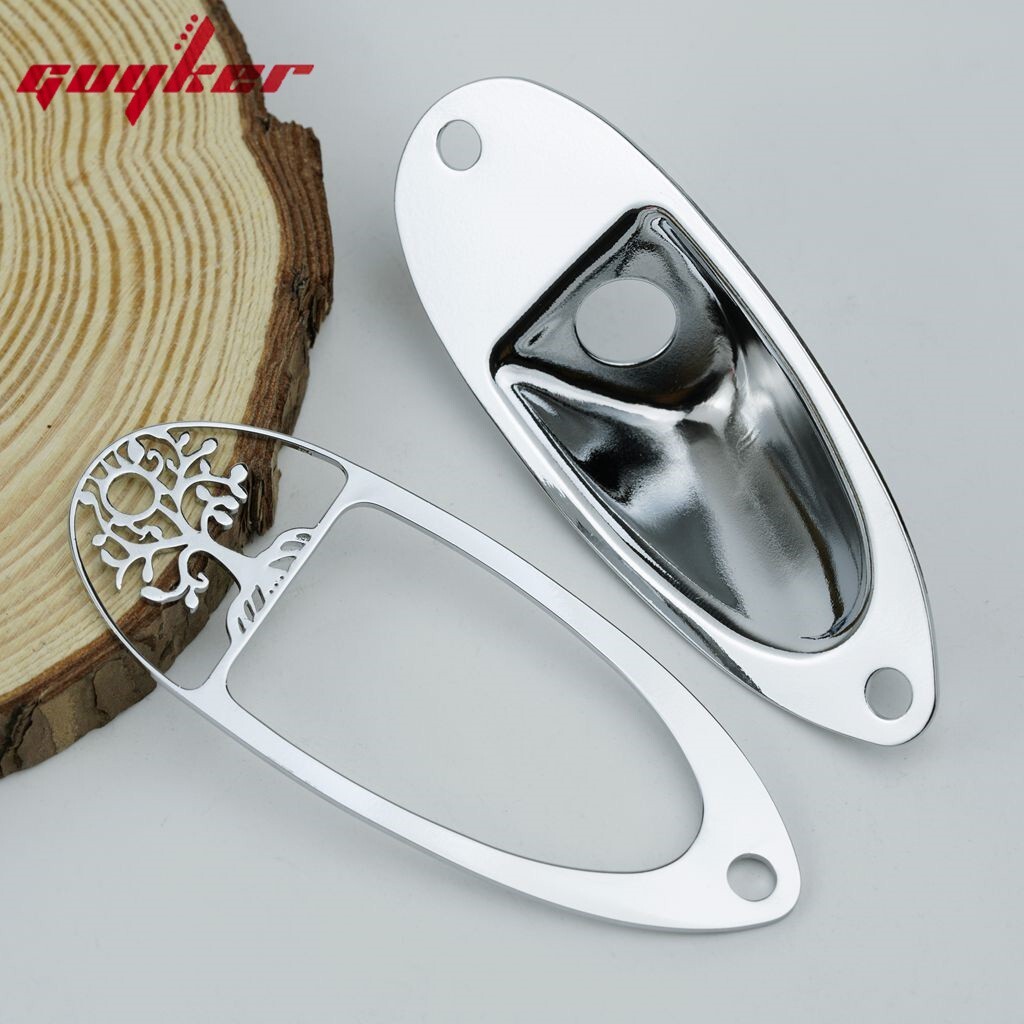 1 Piece Oval Curved Metal Jack Plate Jackplate for Electric Guitar Bass