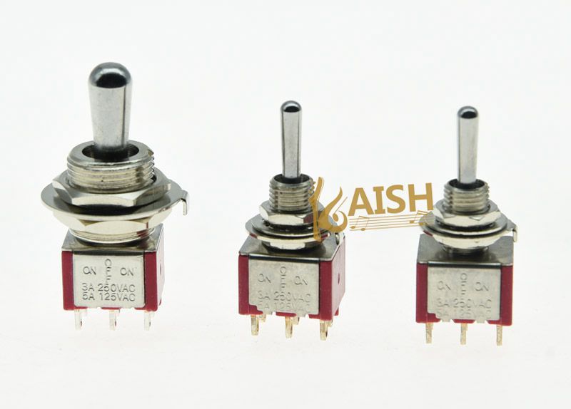 Guitar 15/32″ DPDT 3 Way ON/OFF/ON Toggle Switch w/ 2 Mini Toggle Switches 1/4″