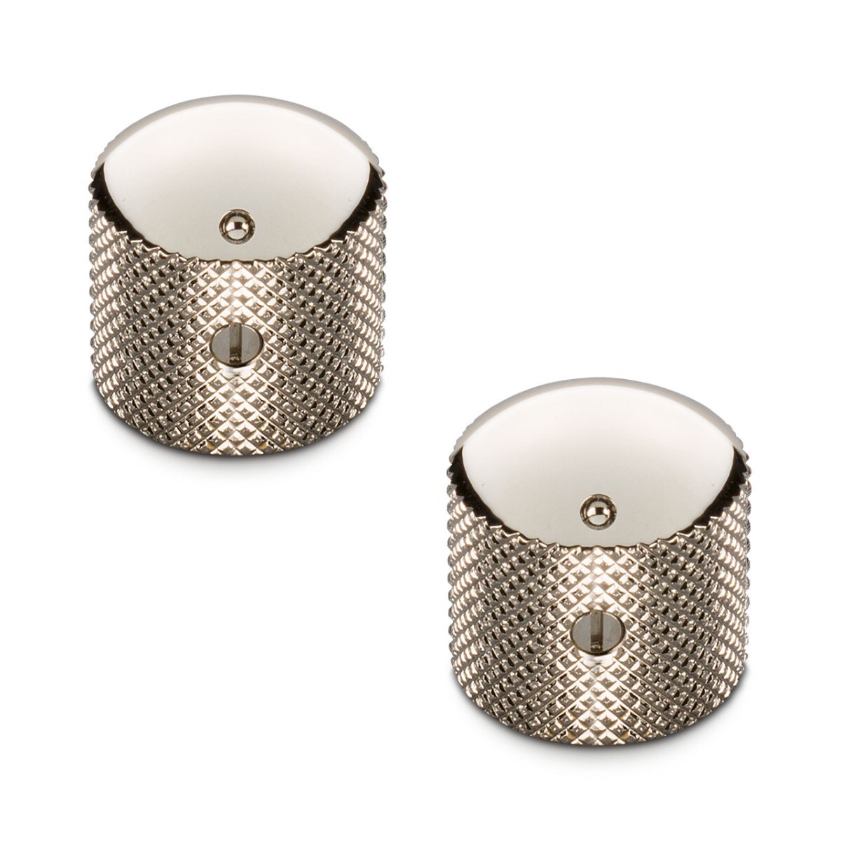 Schaller Germany Set of (2) 6mm Metal Dome Speed Guitar Knobs, NICKEL 15020100