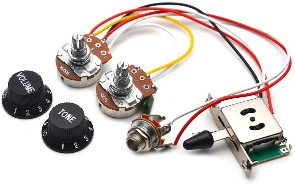 3 Pickups Wiring Harness Prewired/5-Way Switch/Jack 1T1V Big 500k Pots/with 6…