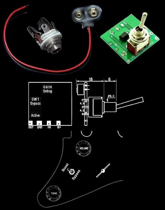 Guitar Parts Electronics ACTIVE CIRCUIT – ARTEC VTB1 – ONBOARD – Tube Overdrive