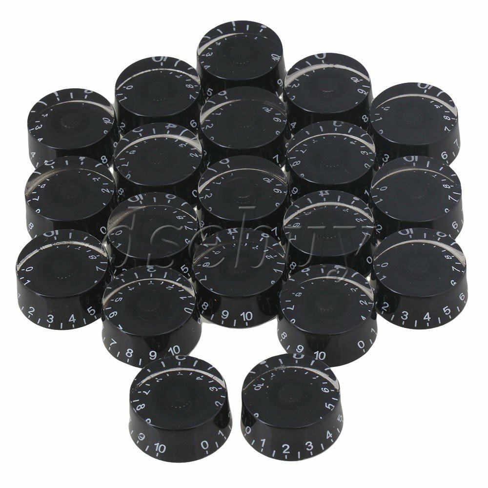 20x Speed Control Knobs Black with White Number for Electric Guitar