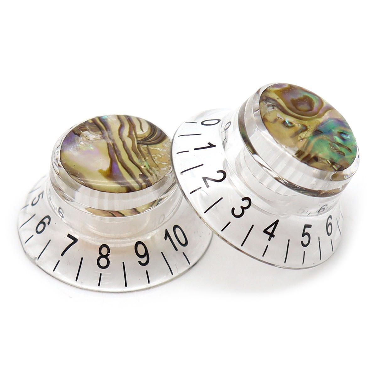 4xAbalone Top Guitar Knobs Hat Push-in Volume Amplifier Audio Control Knob Clear