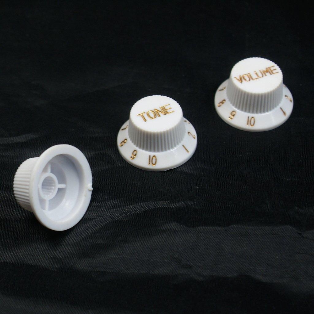 3 Stratocaster Strat Tone & Volume Guitar Control knobs replacement -White (C36)