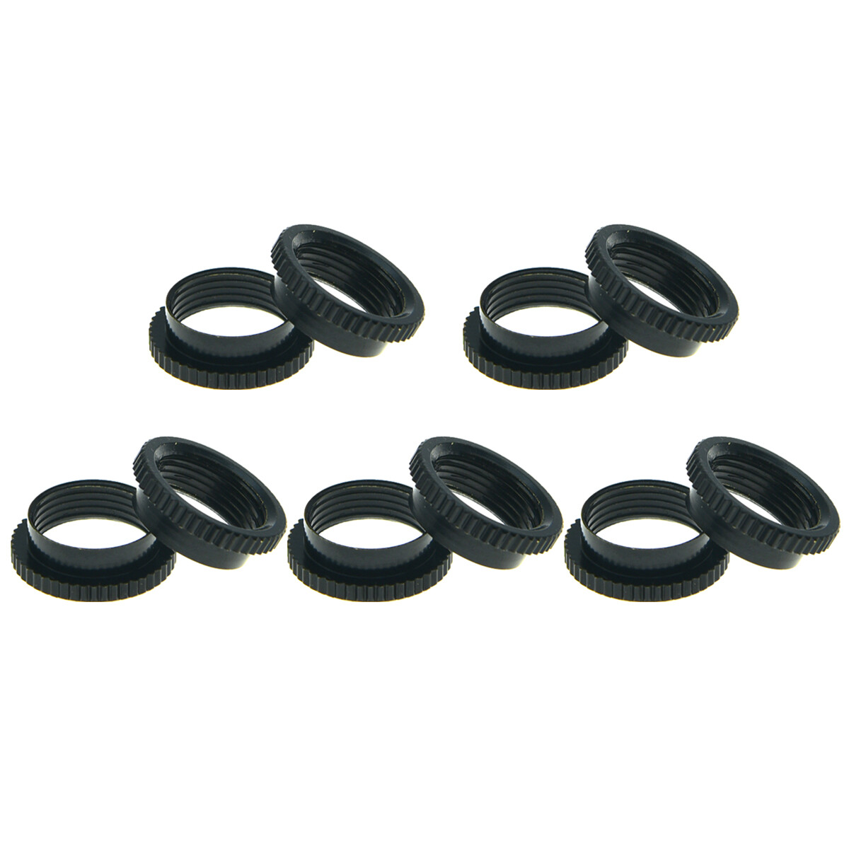 KAISH 10pcs Deep Round Nut Fine Knurl Fits Gibson/Switchcraft Toggle Switches BK
