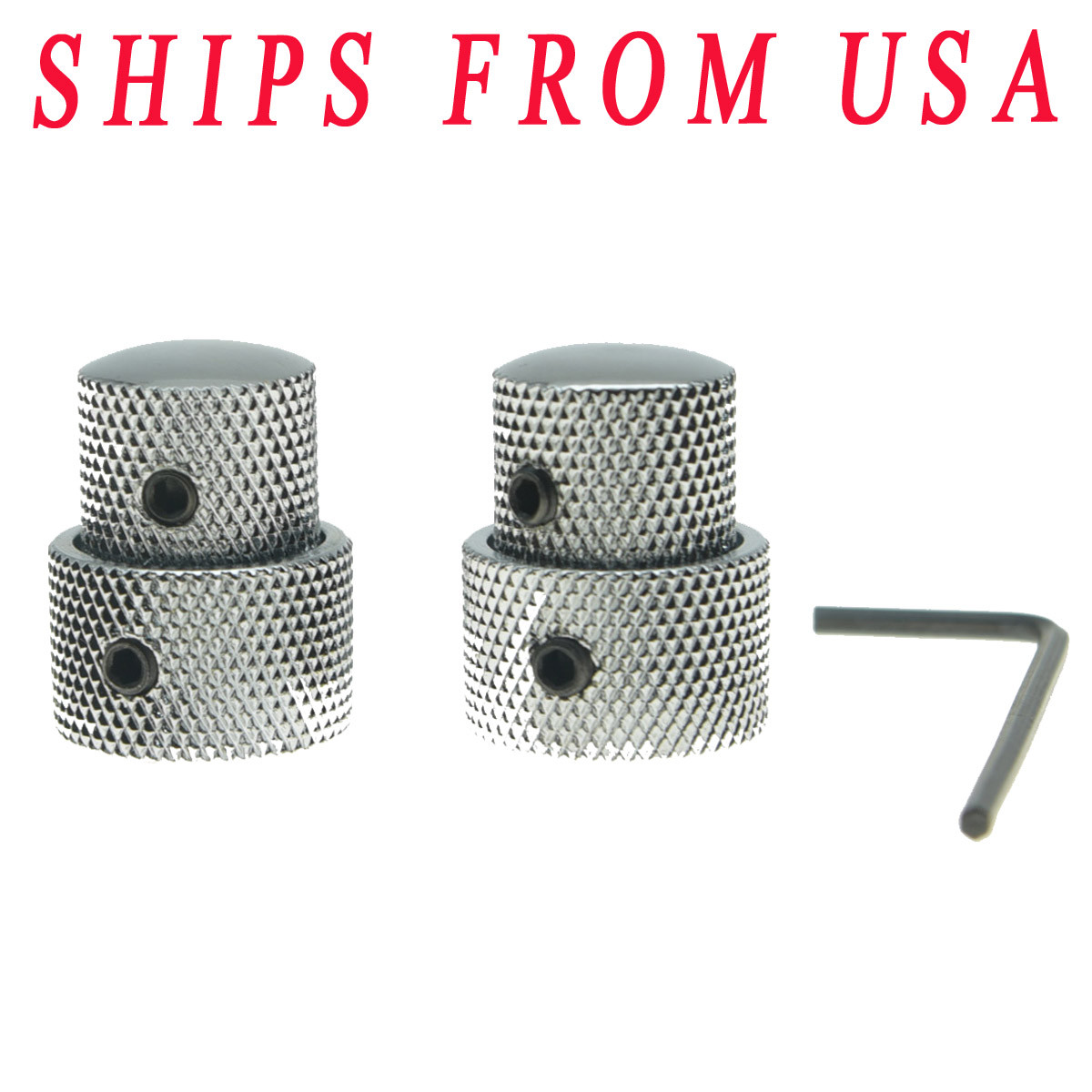 KAISH Metal Dual Concentric Stacked Control Guitar Bass Dual Knobs Chrome