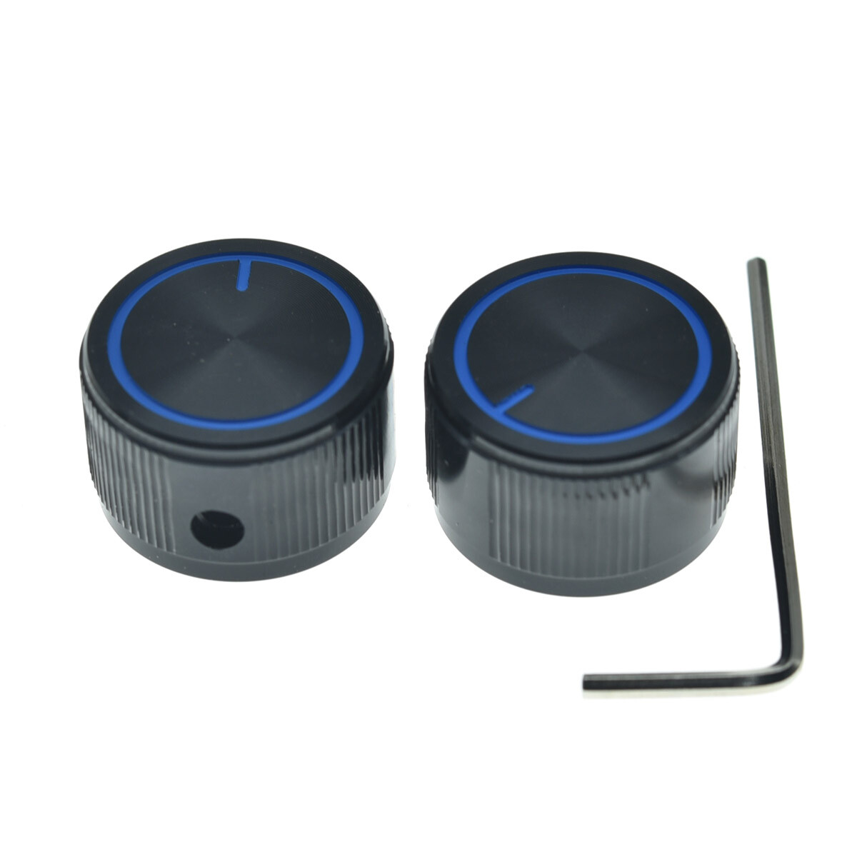 2pc 25*15.5mm Set Screw Aluminium Pot Knobs 1/4″ Pot Control Knob w/ Blue Circle