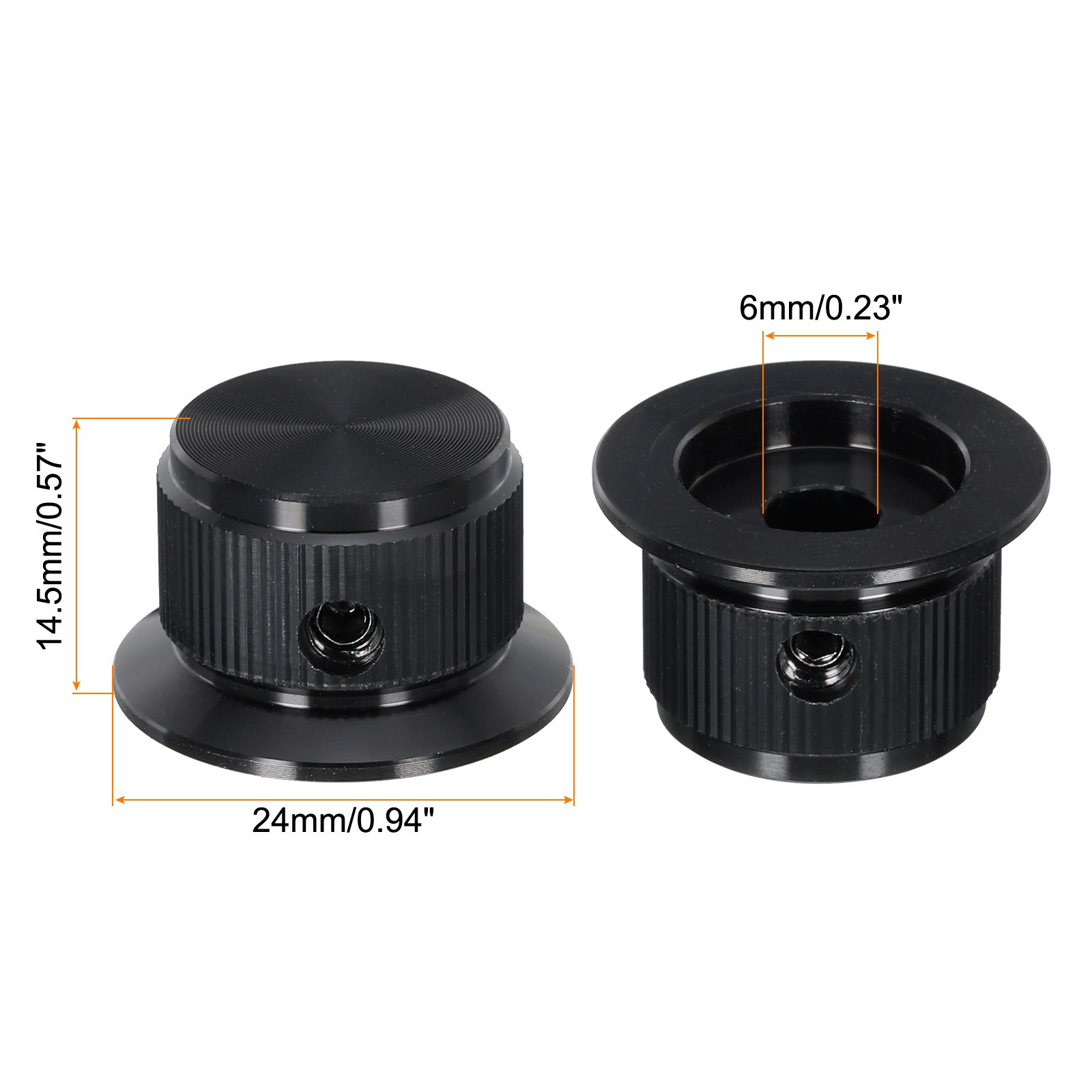 4 x Aluminium Potentiometer Knobs Control Knob 24mm for Guitar Amplifier Black
