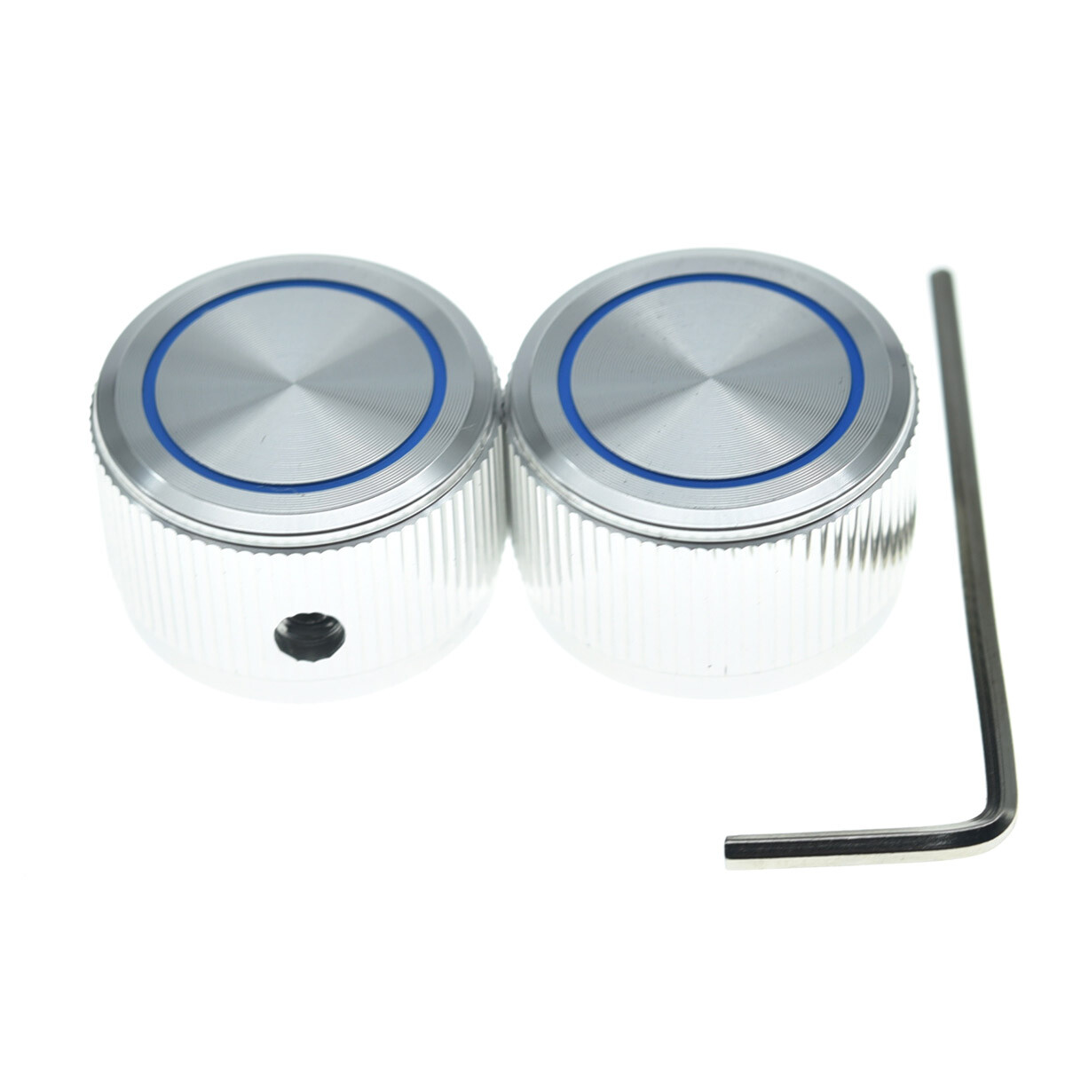 2pcs 25*15.5mm Metal Pot Knobs 1/4″ Knobs w/ Blue Circle for Guitar/Bass/AMPS—