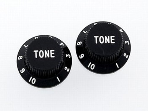 NEW – Tone Knobs (2) For Fender Strat, Fits USA Split Shaft Pots – BLACK