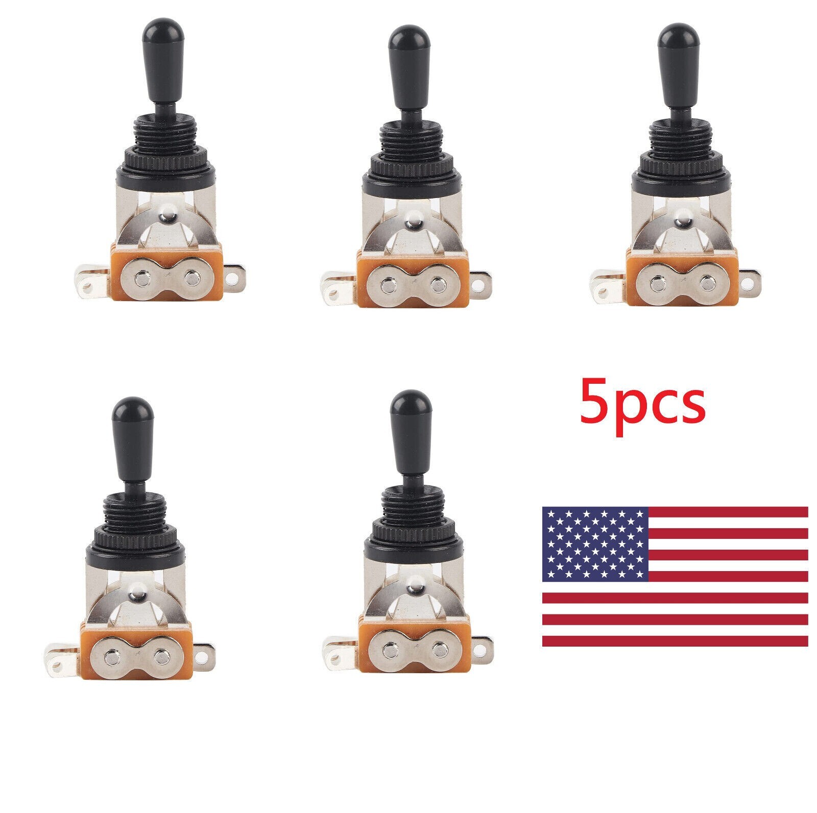 5Pcs Guitar 3 Way EPI Metal Guitar Pickup Selector Toggle Switch w/ Black Tip US