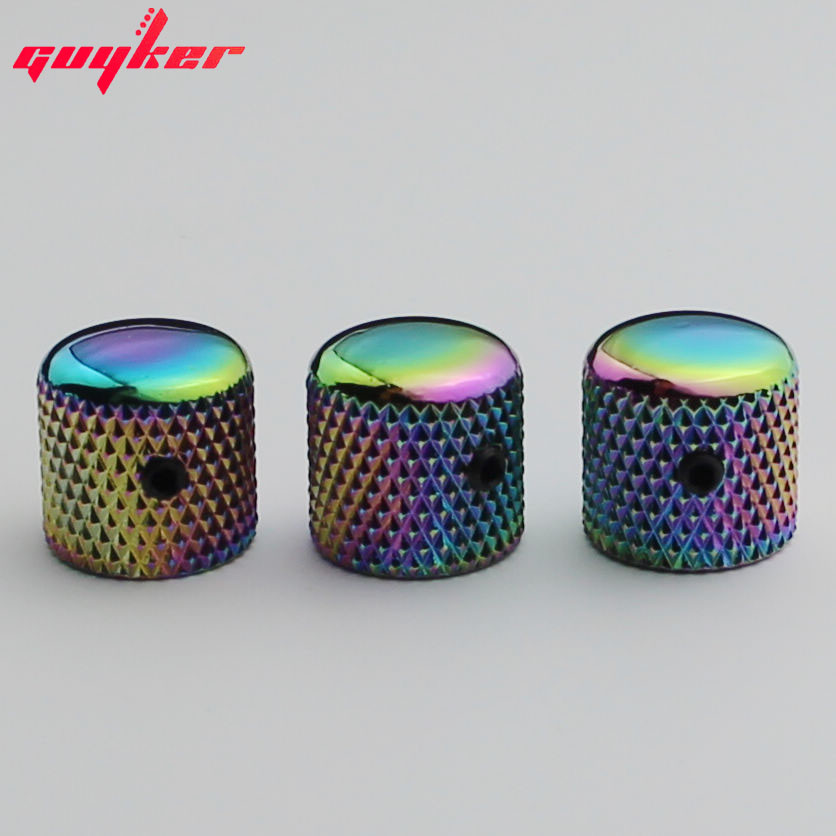 3 Piece Dome Metal Pure copper Chameleon Rainbow Knob For Electric Guitar Bass