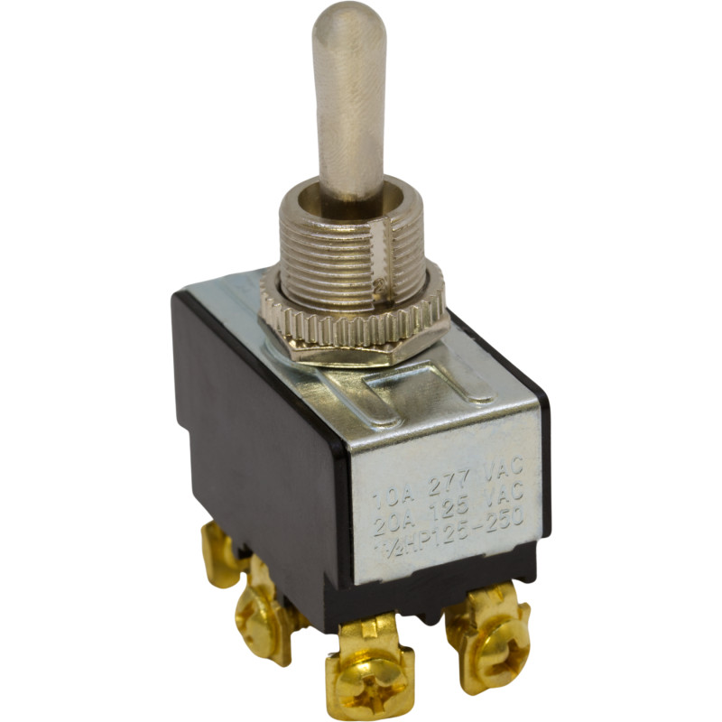 Toggle Switch, GC, DPDT, On-Off-On, Long bat, Screws, 20A