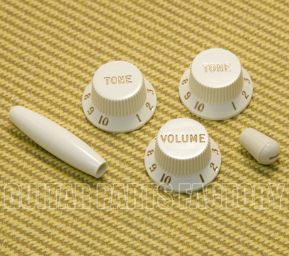 PK-0178-050 Parchment Strat Knob Set Stratocaster Guitar w/ Switch & Tremolo Tip