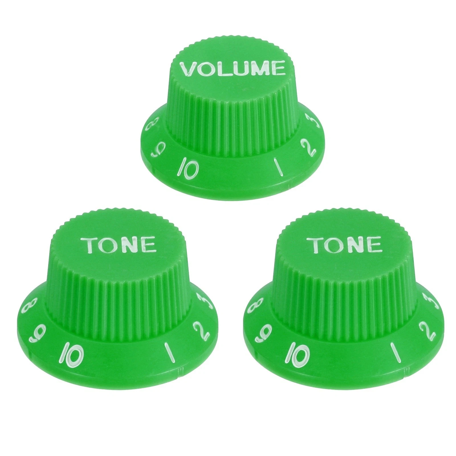 AxLabs Strat-Style Knob Kit (2T/1V), Green w/ White Font