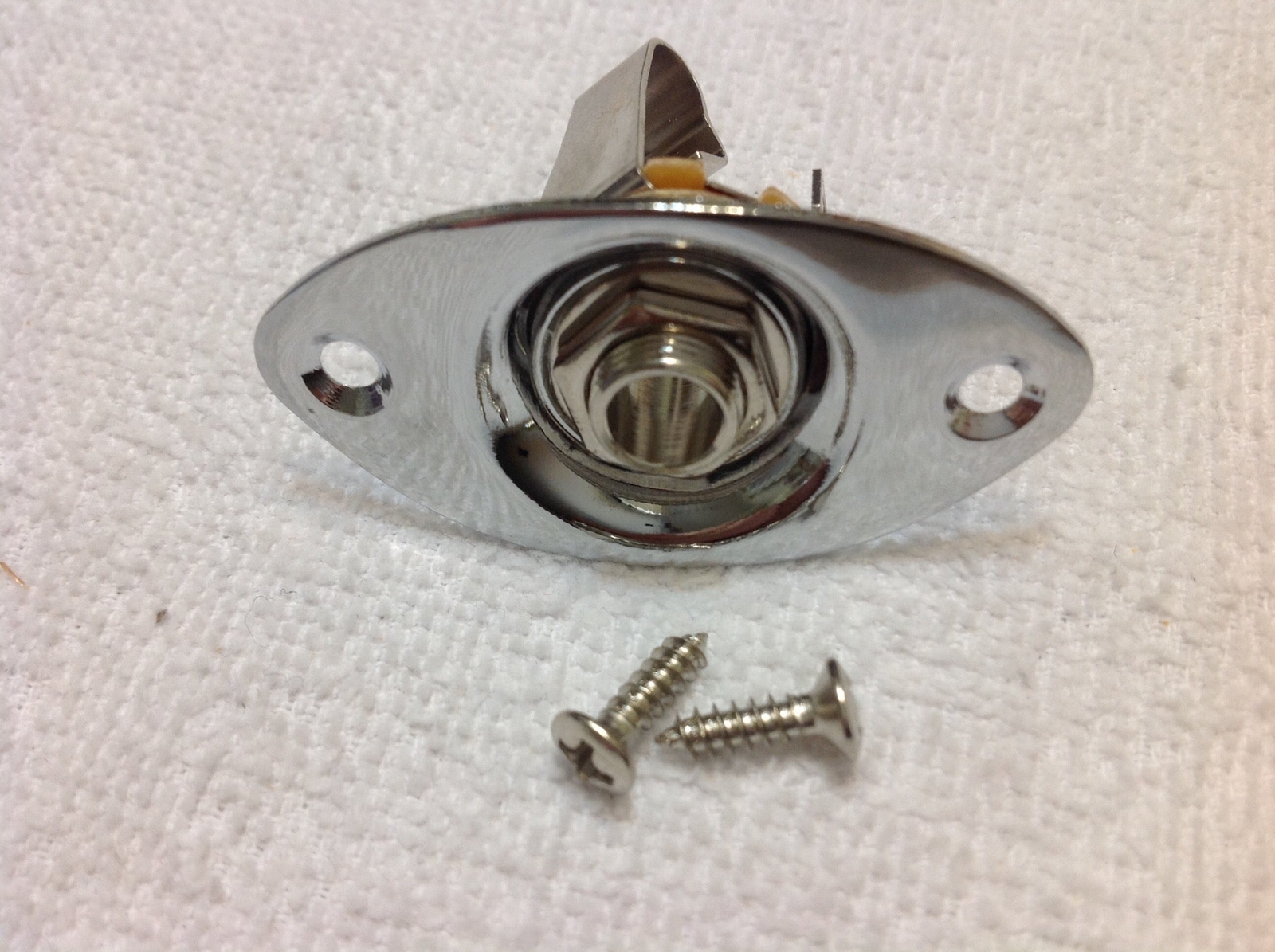 Chrome Finish Football Jack Plate with Switchcraft #11 Jack and Screws