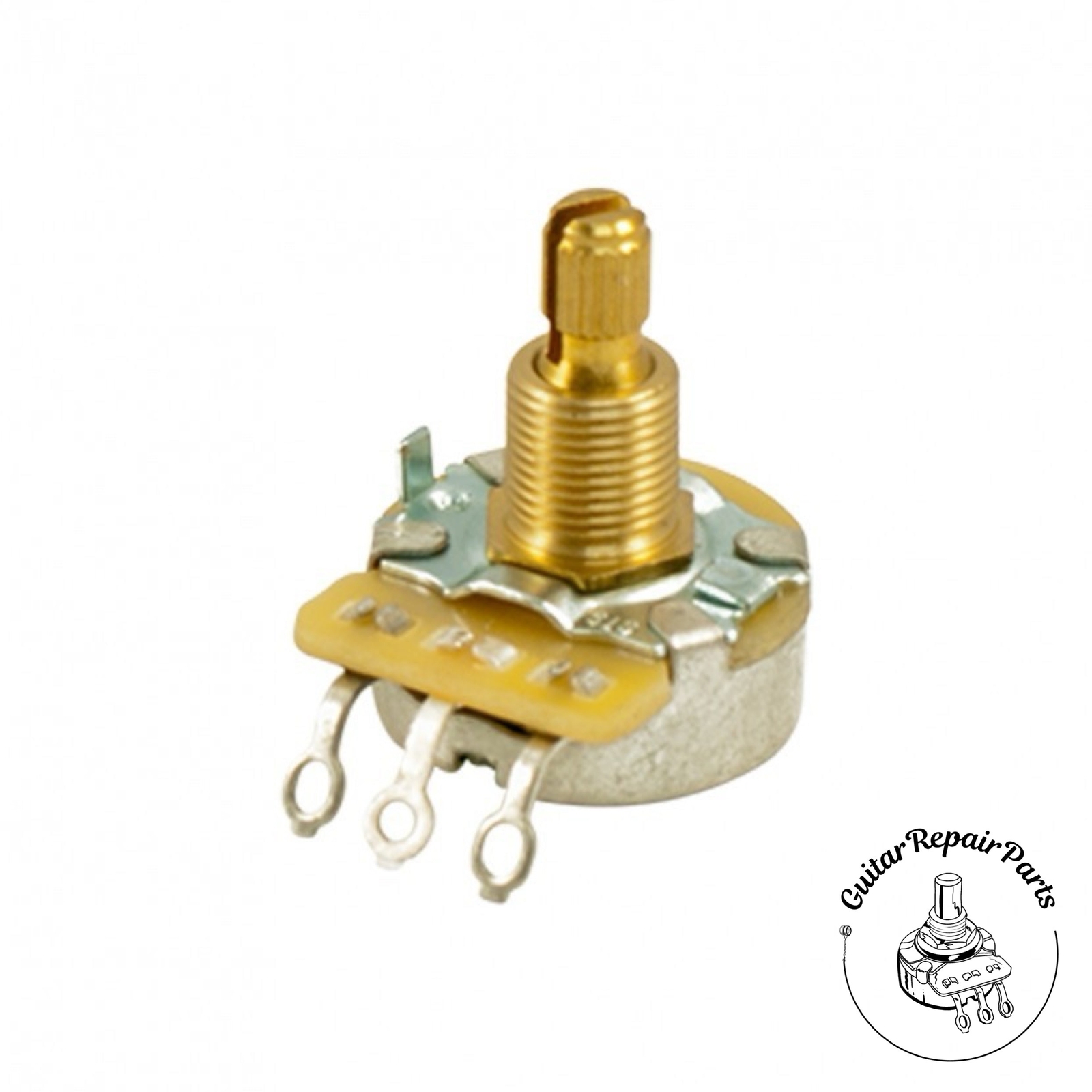 CTS 250K Potentiometer, Series 450, Audio Taper, Brass Split-Shaft, Dimpled Back