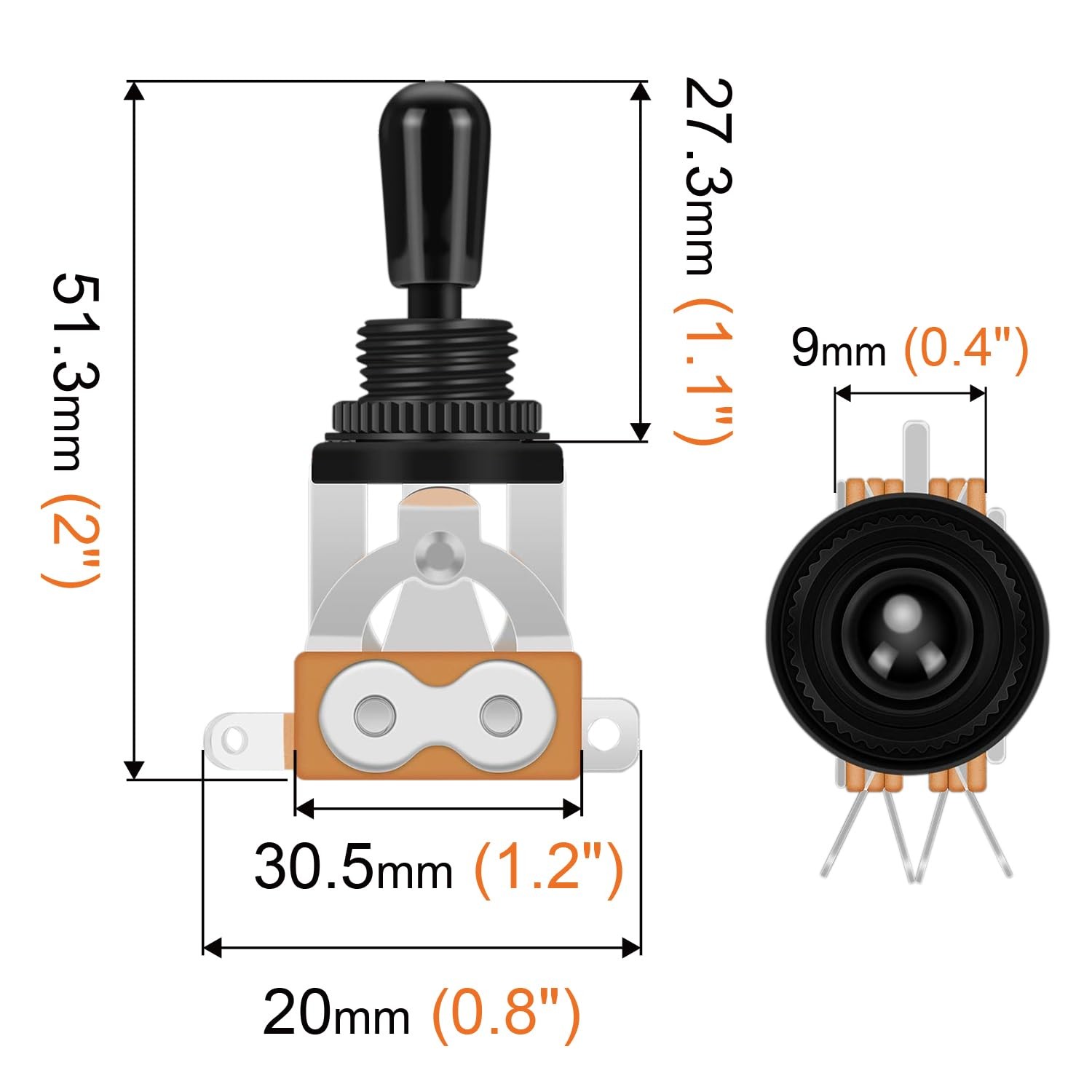 Guitar 3 Way Toggle Switch Black Metal Electric Pickup Selector For Les Paul