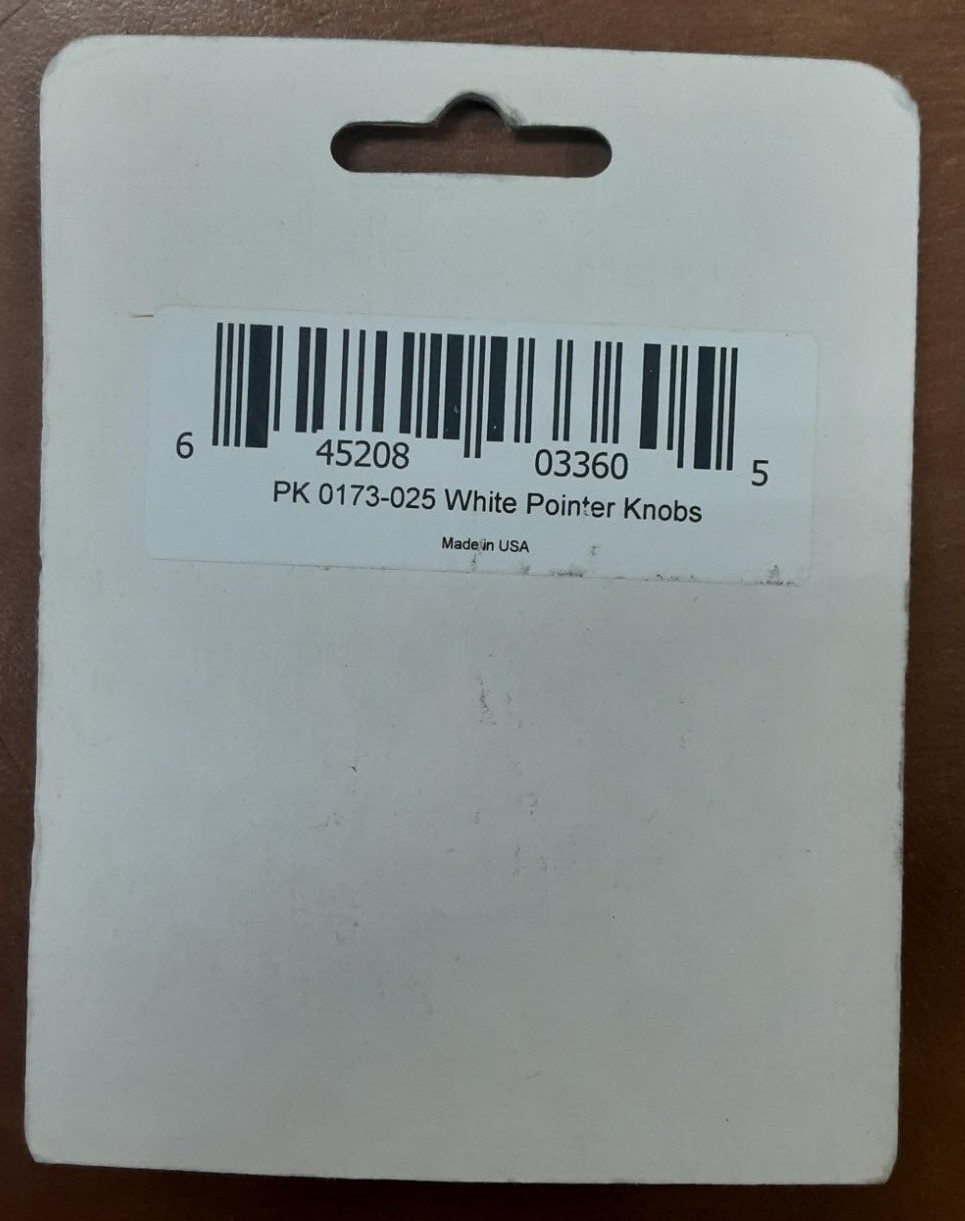 BRAND NEW All Parts White Knobs | PK 0173-025 | 2 In A Pack | USA Made