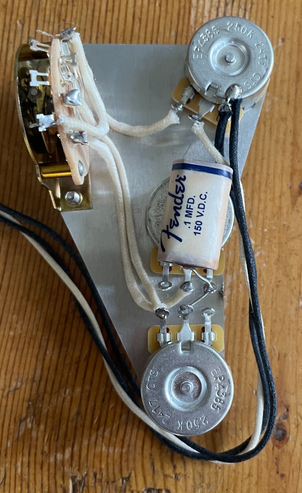 1959 Fender Stratocaster Wiring Harness 250k CTS .1mf White Phone Book Wax 3 Way