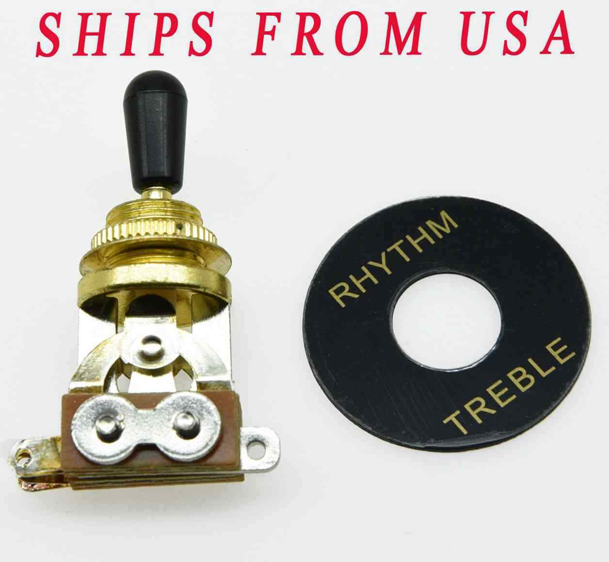 KAISH Guitar 3 Way Toggle Switch Gold w/ Black Tip and Plate for Epiphone LP SG