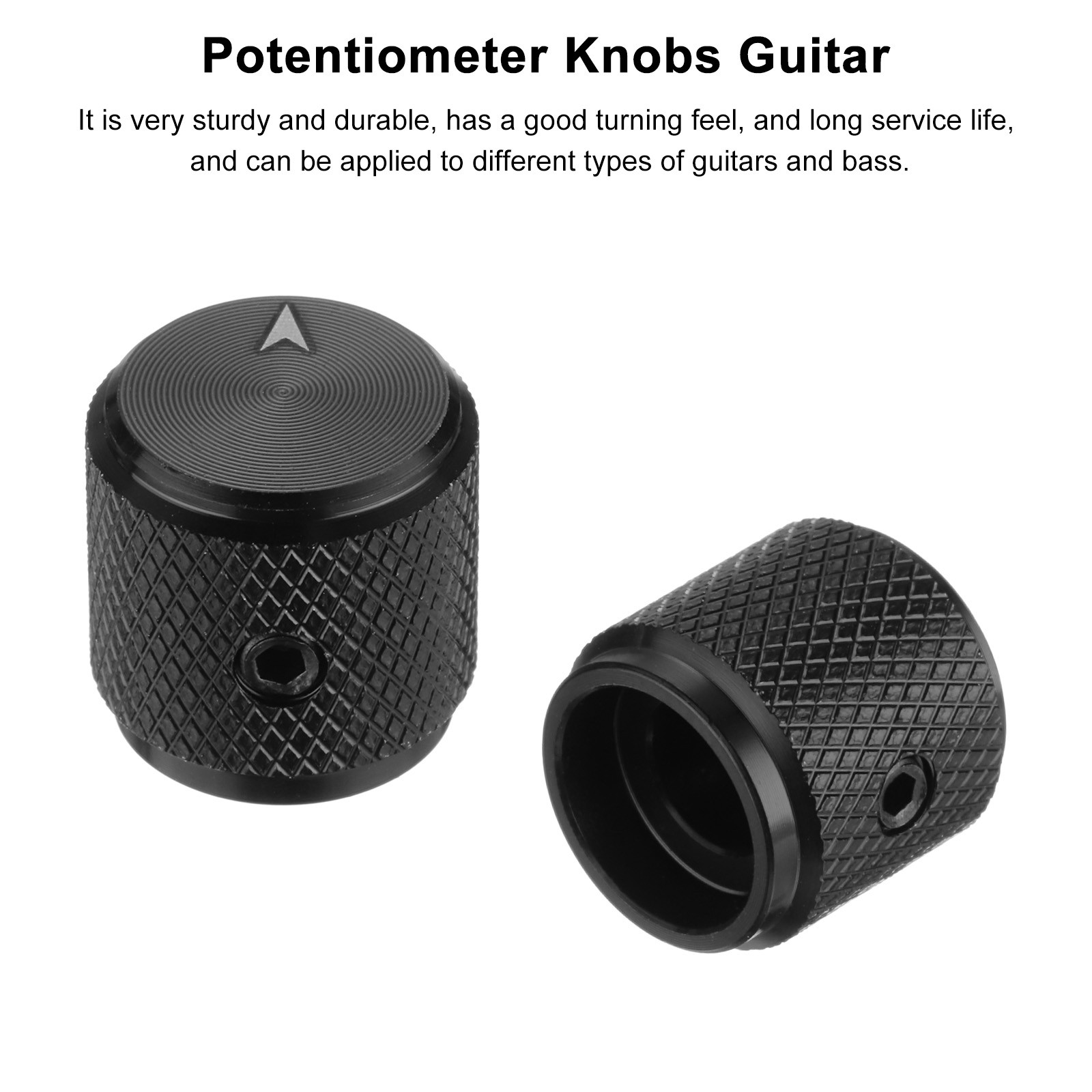 4 PCS Guitar Knobs Metal Volume Tone Control Dome Knobs 1/4″ x 1/2″ Black