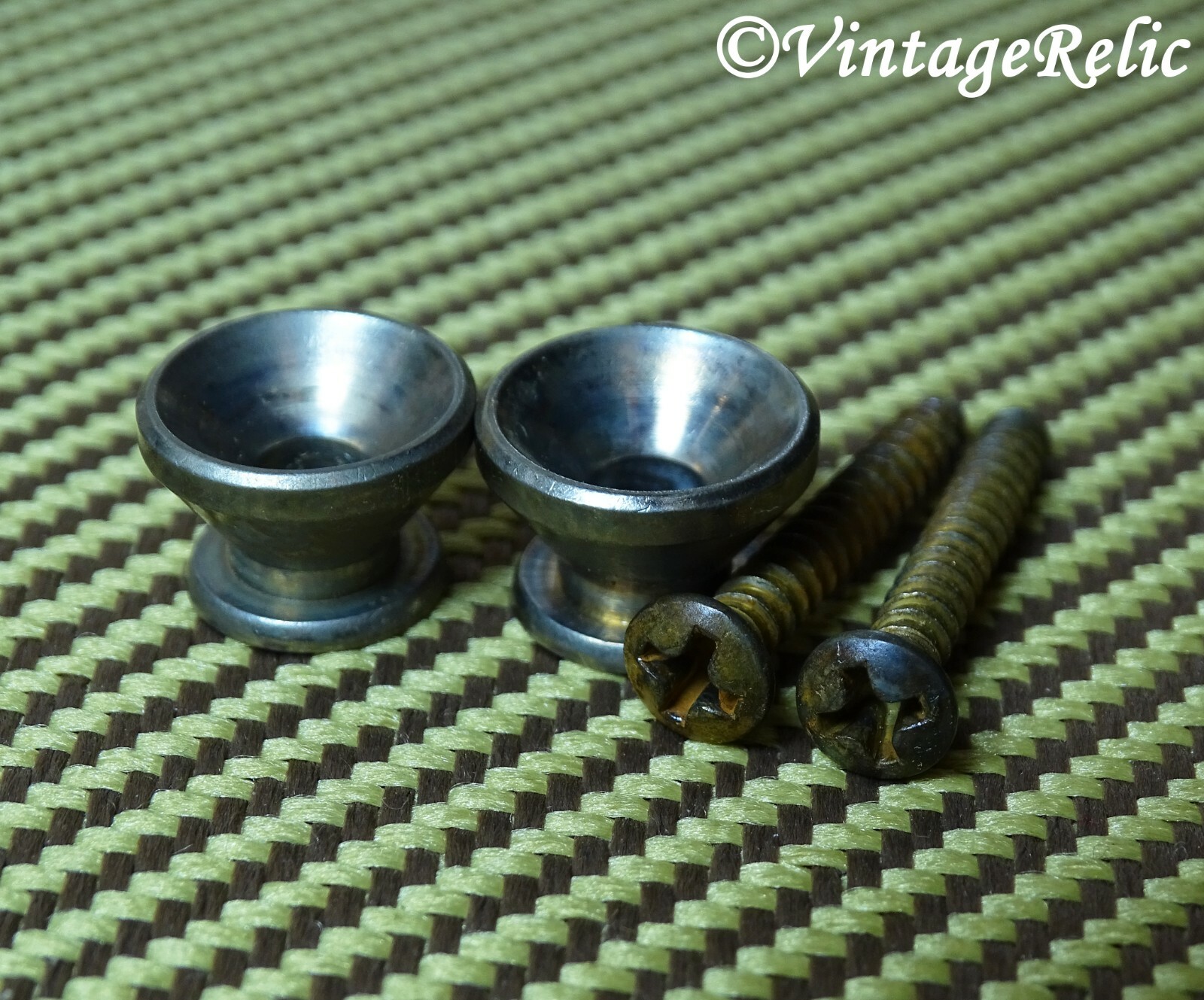 Strap Buttons pair aged RELIC fits Fender USA Stratocaster Tele Esquire Nocaster
